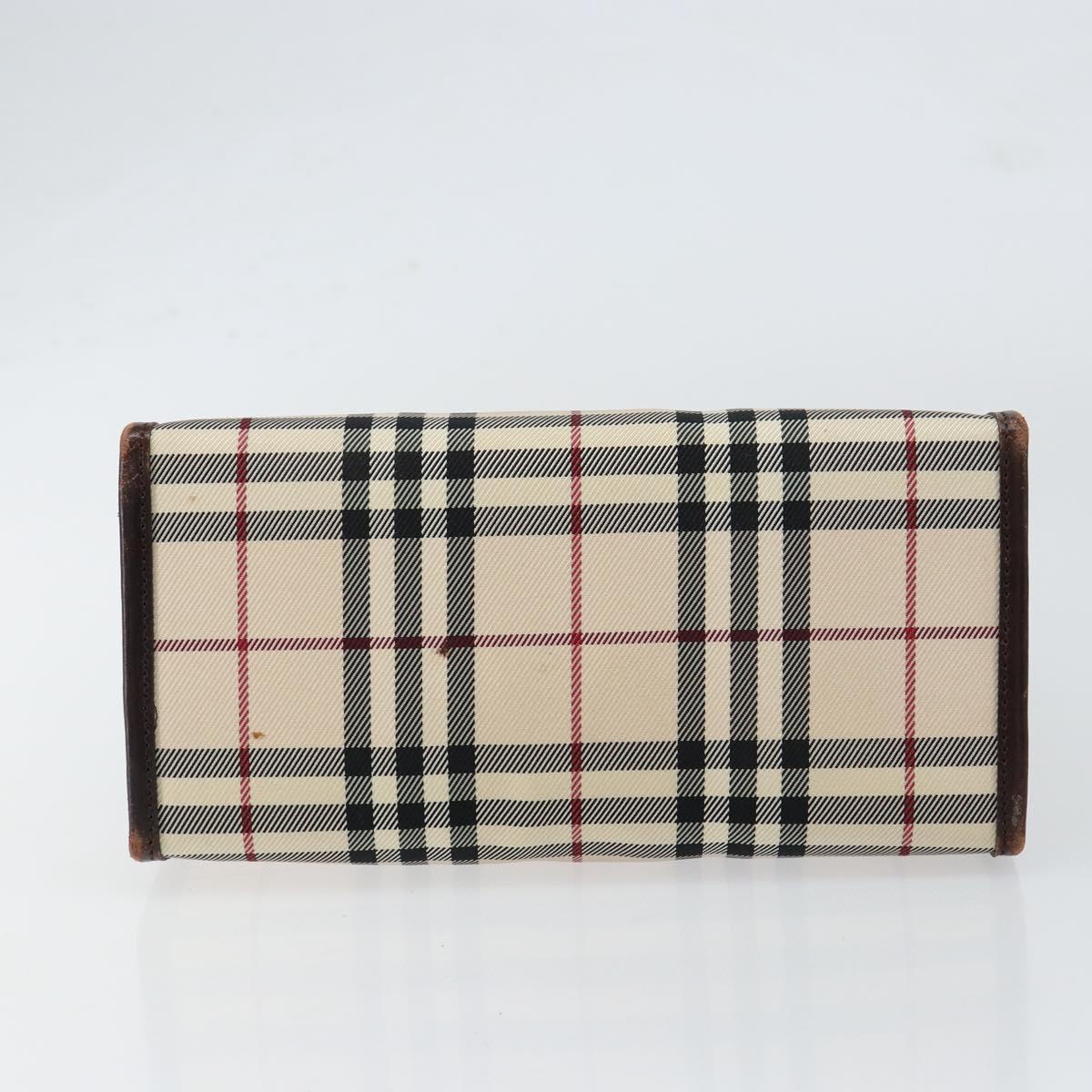 BURBERRY Nova Check Hand Bag Canvas Beige Silver Auth 148686