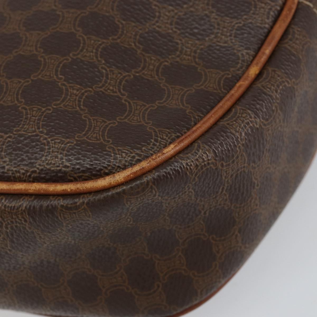 CELINE Macadam Canvas Shoulder Bag PVC Leather Brown Gold Auth 148688