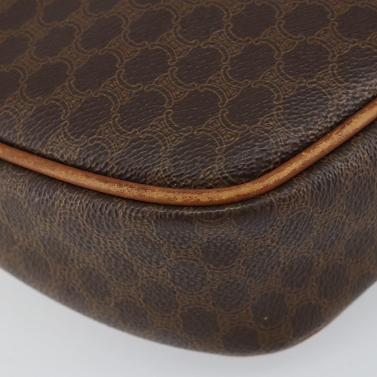 CELINE Macadam Canvas Shoulder Bag PVC Leather Brown Gold Auth 148688