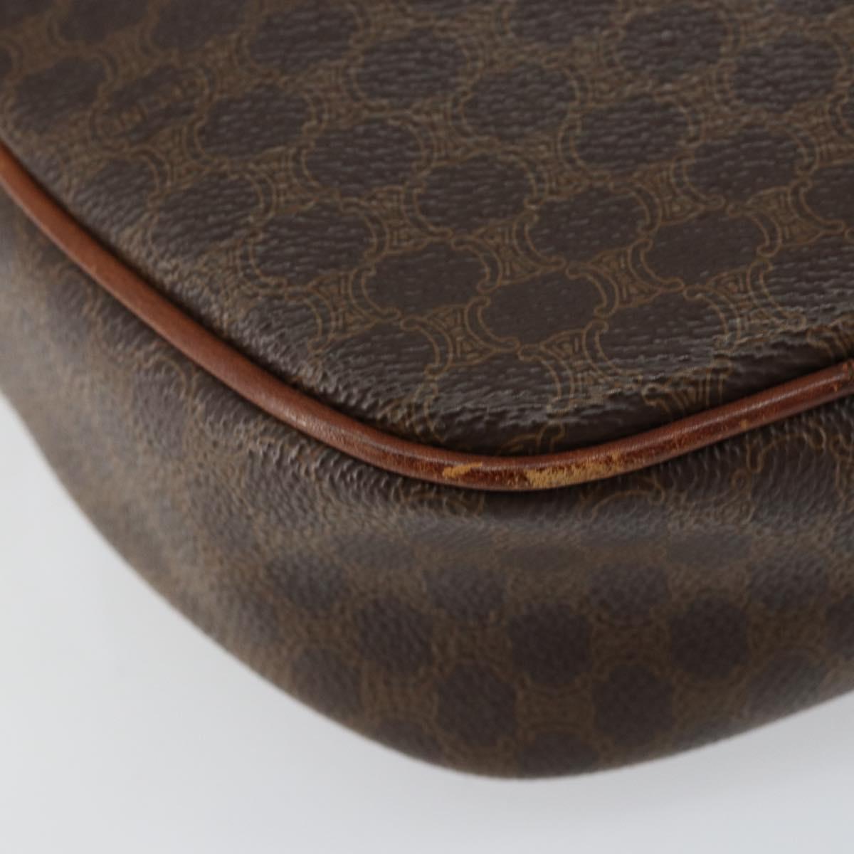 CELINE Macadam Canvas Shoulder Bag PVC Leather Brown Gold Auth 148688