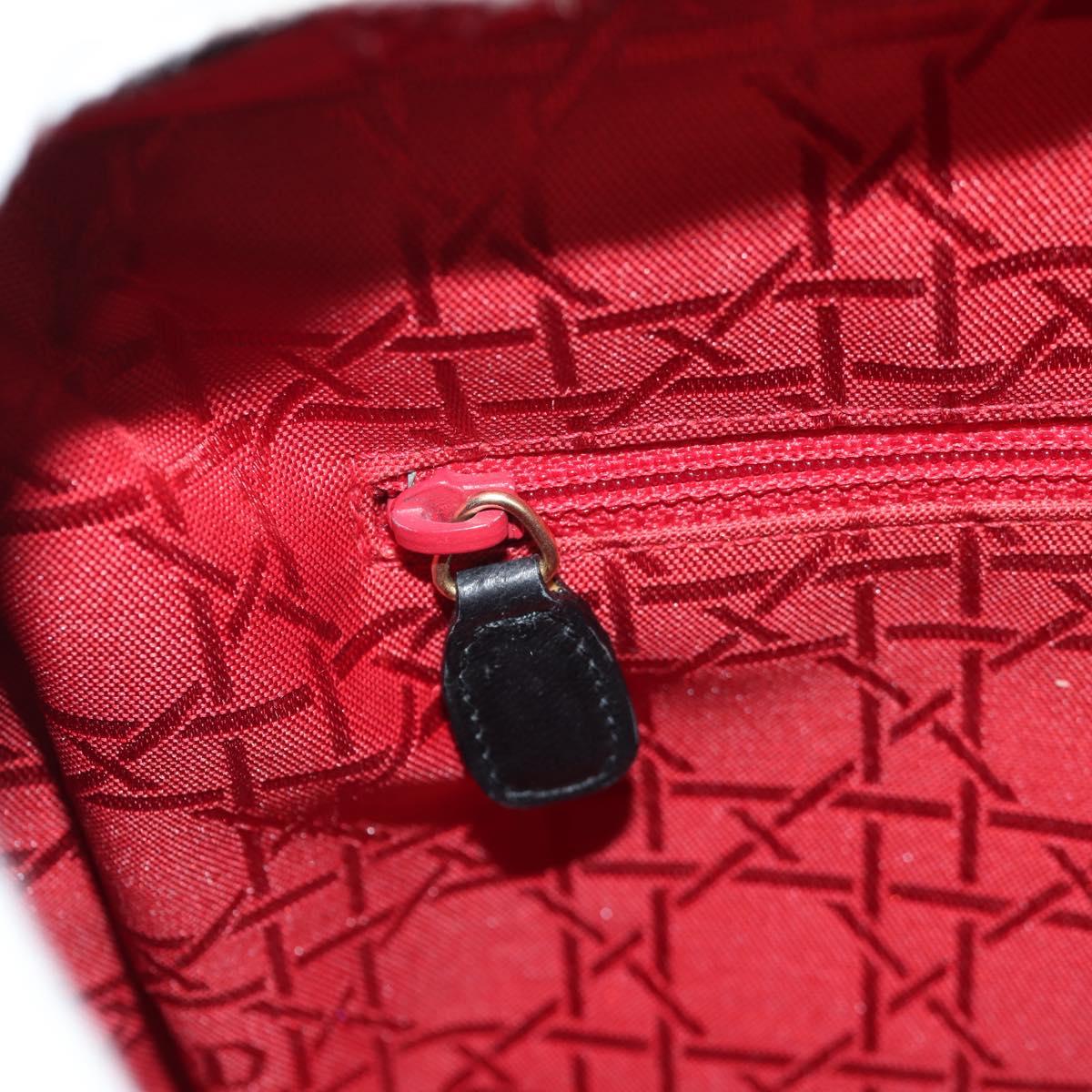 Christian Dior Canage Lady Dior Hand Bag Lamb Skin 2way Black Gold Auth 148689V