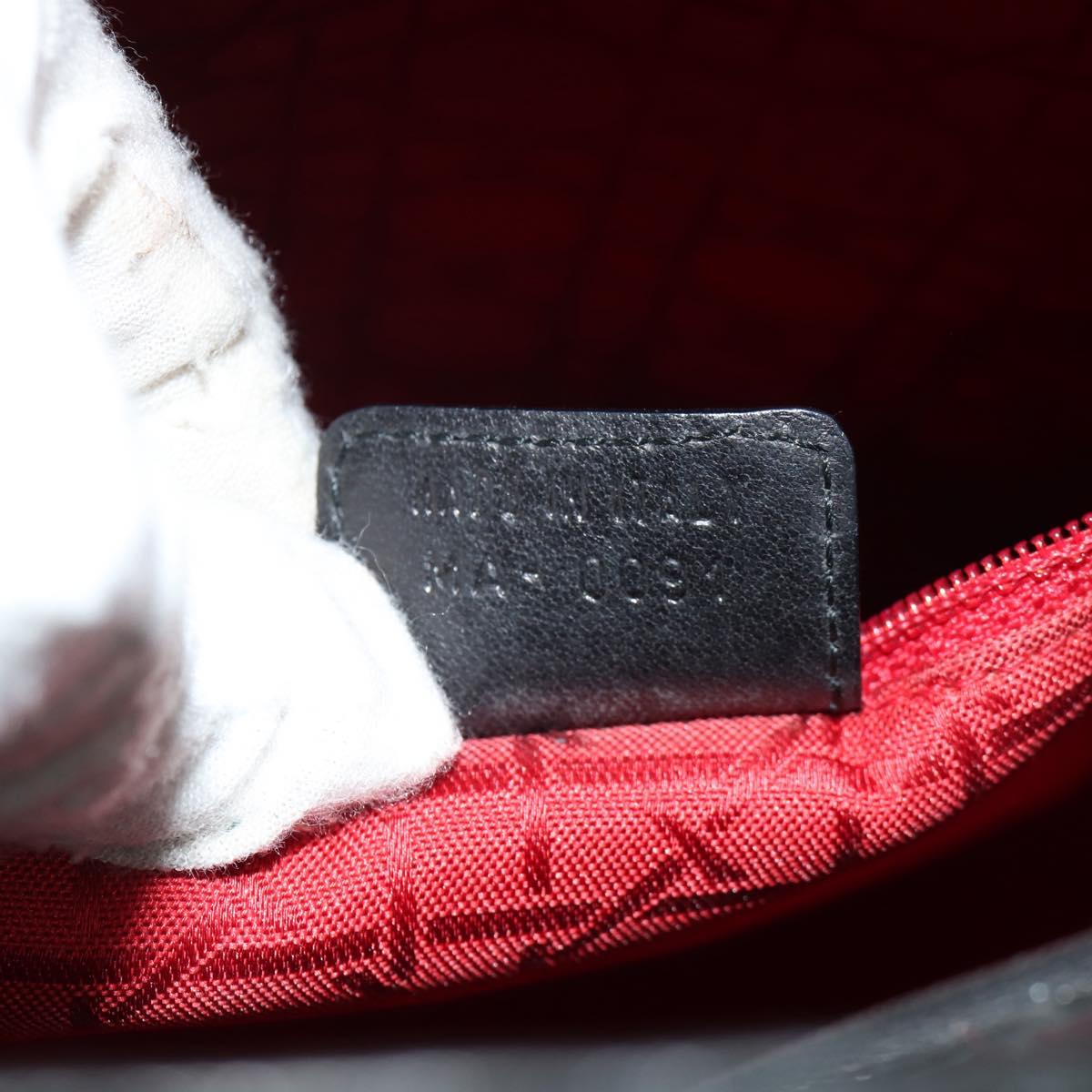 Christian Dior Canage Lady Dior Hand Bag Lamb Skin 2way Black Gold Auth 148689V