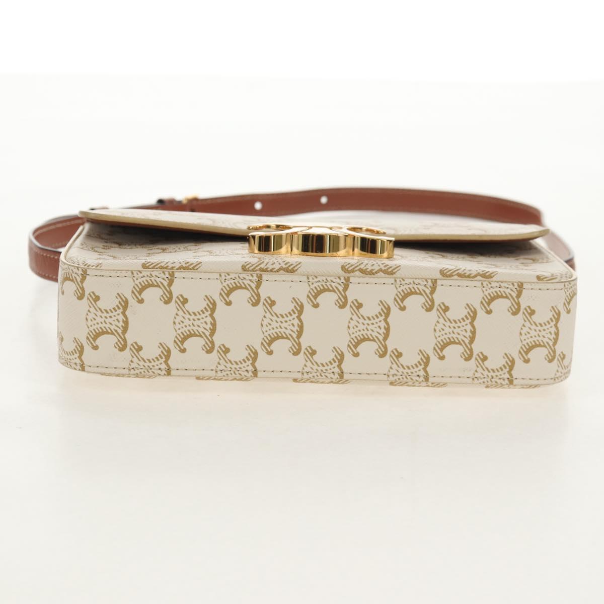 CELINE Triomphe Mini Semi Shoulder Bag PVC Brown White Auth 148690SM