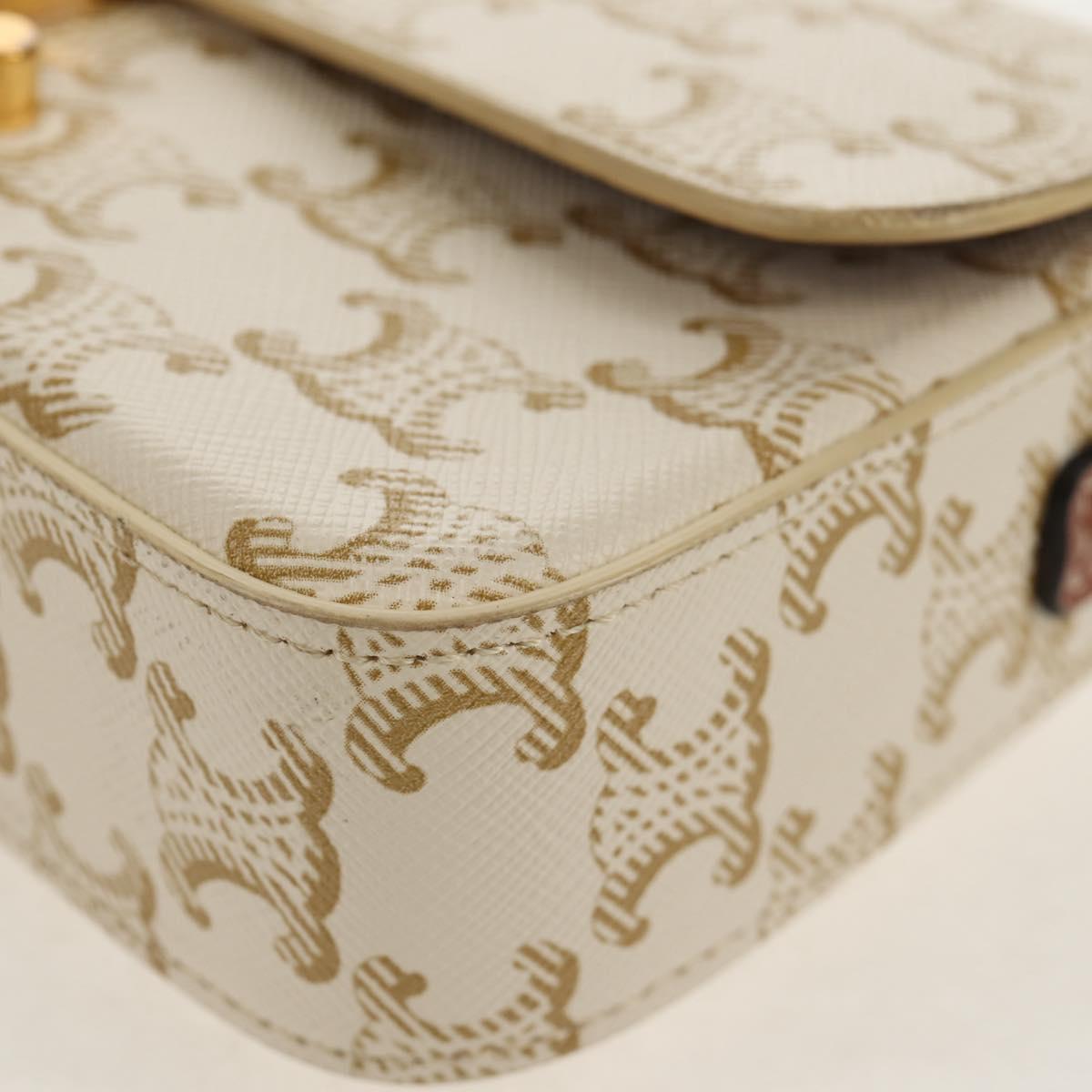 CELINE Triomphe Mini Semi Shoulder Bag PVC Brown White Auth 148690SM