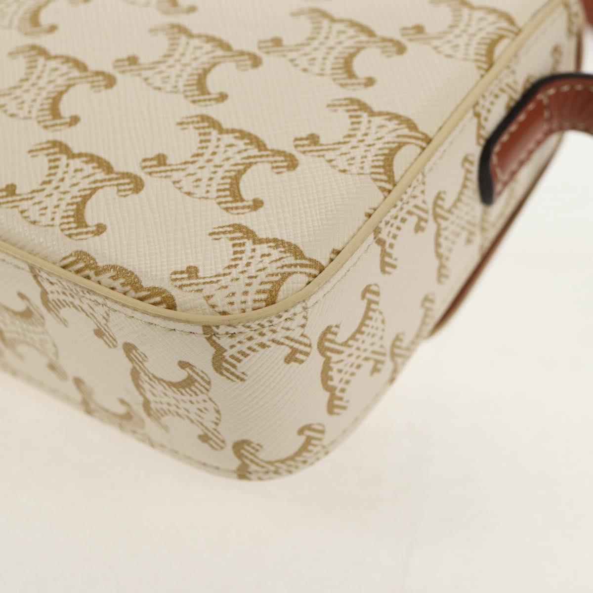 CELINE Triomphe Mini Semi Shoulder Bag PVC Brown White Auth 148690SM