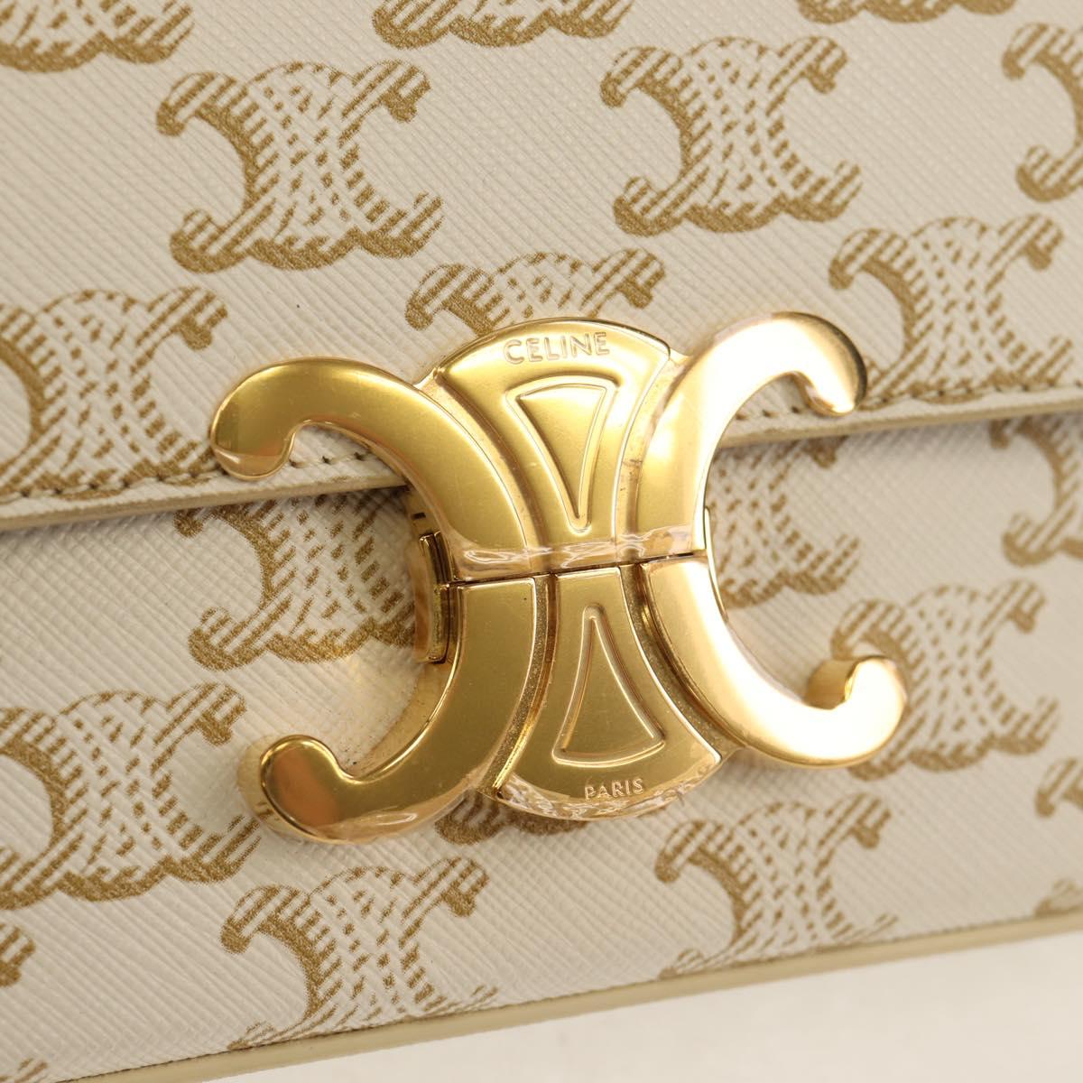 CELINE Triomphe Mini Semi Shoulder Bag PVC Brown White Auth 148690SM