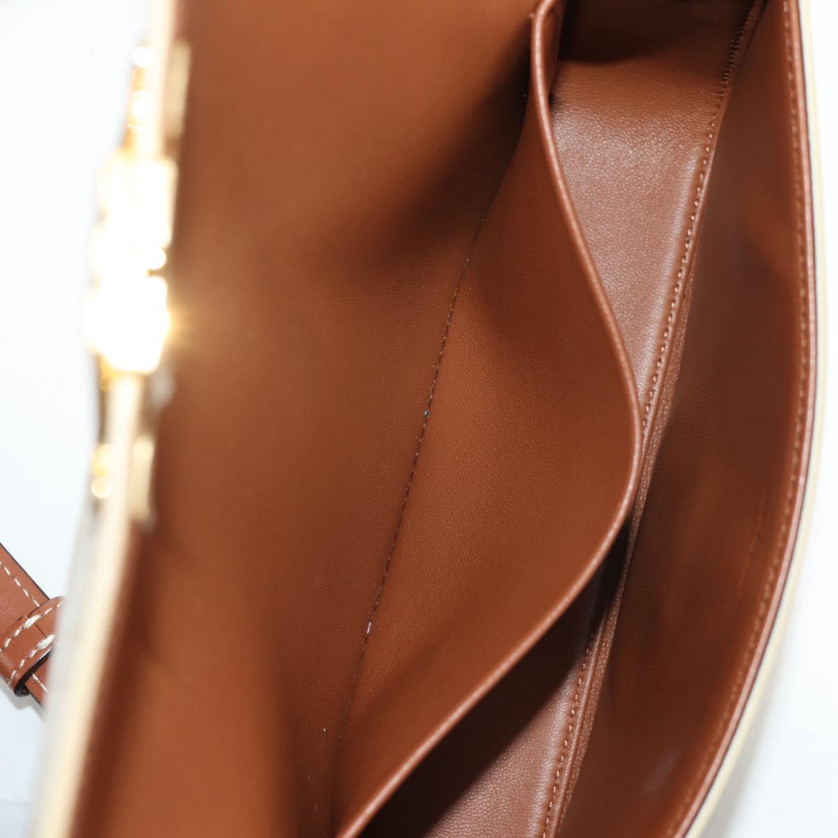 CELINE Triomphe Mini Semi Shoulder Bag PVC Brown White Auth 148690SM
