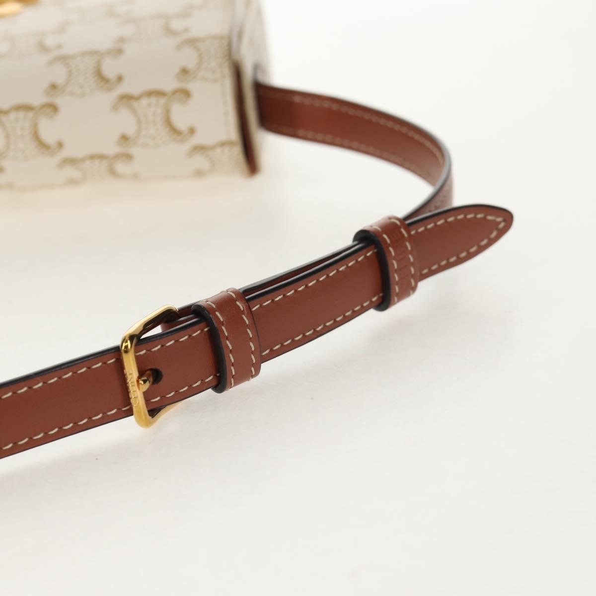 CELINE Triomphe Mini Semi Shoulder Bag PVC Brown White Auth 148690SM