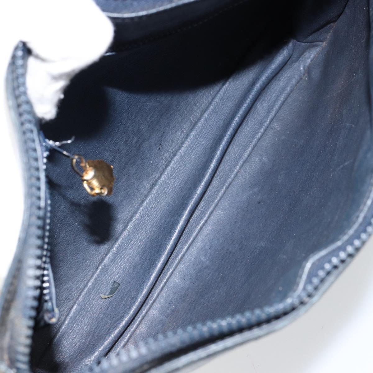 Old GUCCI Chain Shoulder Bag Leather Black Gold Auth 148693