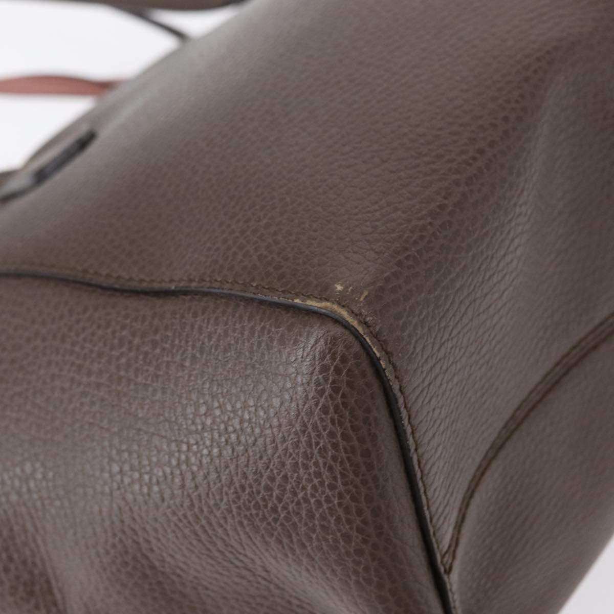 GUCCI Swing Tote Bag Leather Gray Gold 354408 Auth 148695