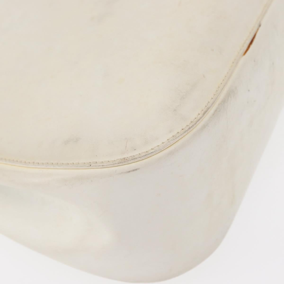 GUCCI Bamboo Shoulder Bag Leather White Silver 001 3739 Auth 148696