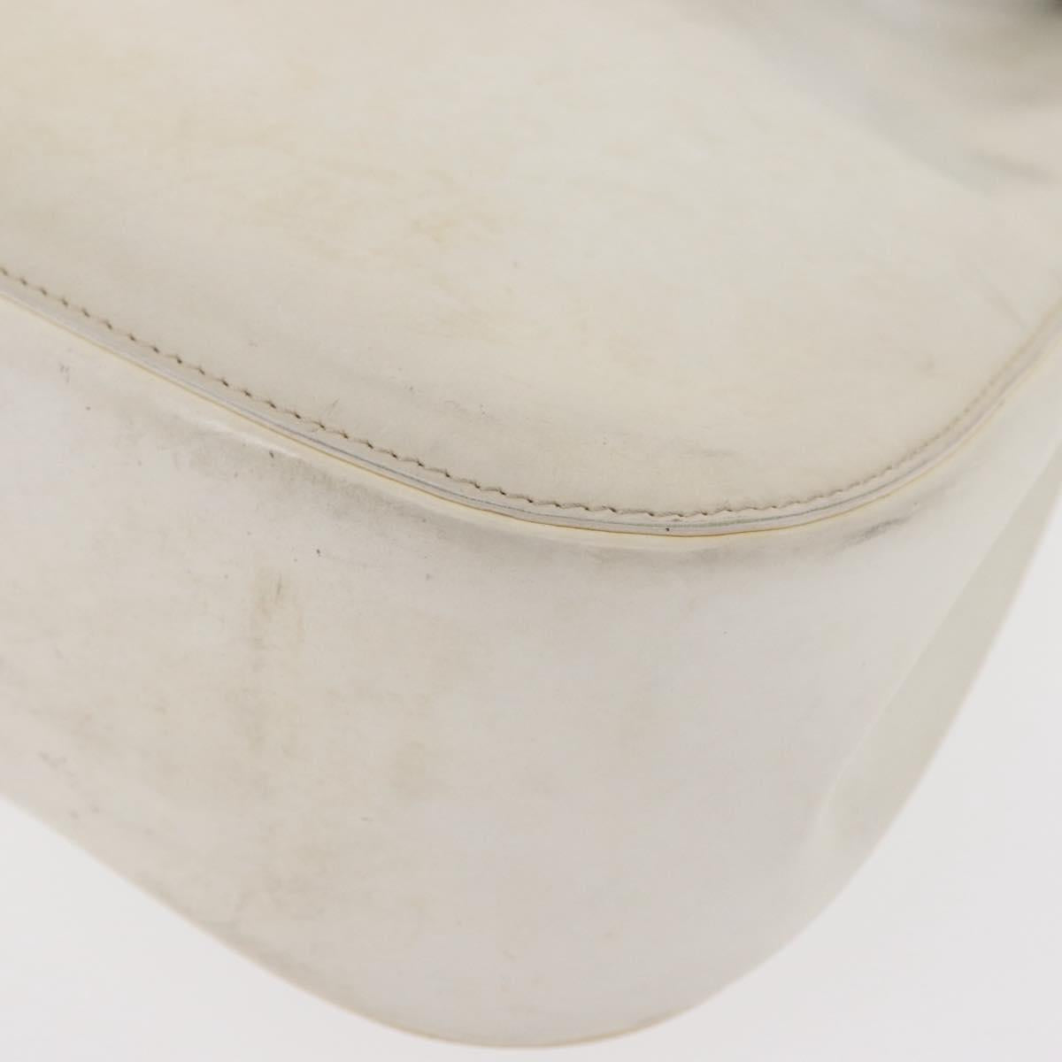 GUCCI Bamboo Shoulder Bag Leather White Silver 001 3739 Auth 148696
