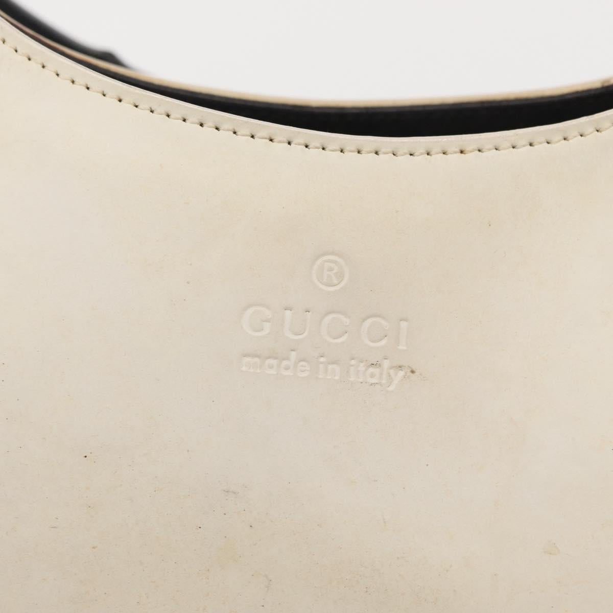GUCCI Bamboo Shoulder Bag Leather White Silver 001 3739 Auth 148696
