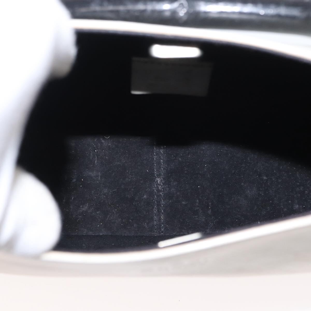 GUCCI Bamboo Shoulder Bag Leather White Silver 001 3739 Auth 148696