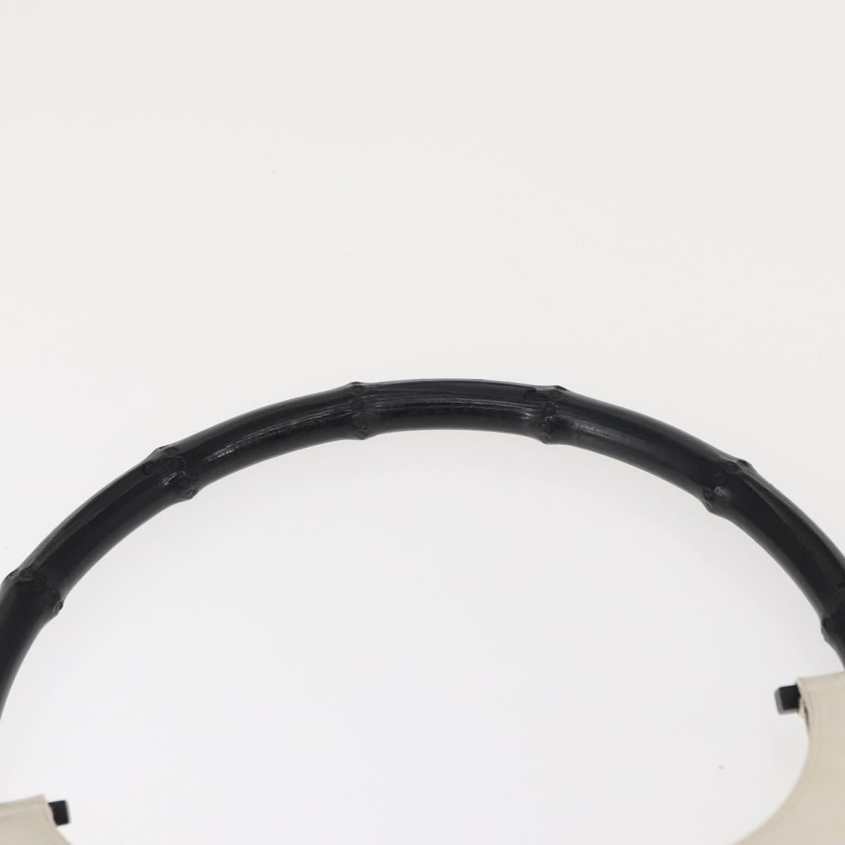 GUCCI Bamboo Shoulder Bag Leather White Silver 001 3739 Auth 148696