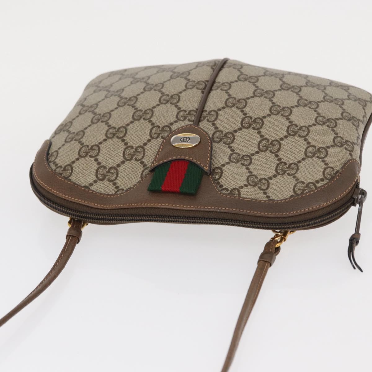 GUCCI GG Supreme Web Sherry Line Bag PVC Beige Gold 904 02 047 Auth 148699