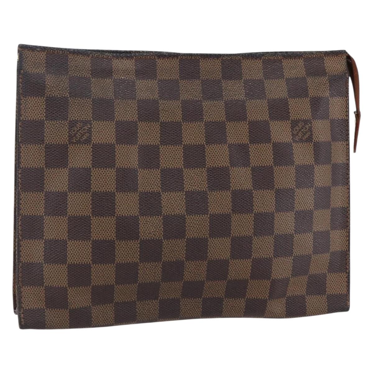 LOUIS VUITTON Damier Ebene Poche Toilette 26 Pouch N47543 LV Auth 148766