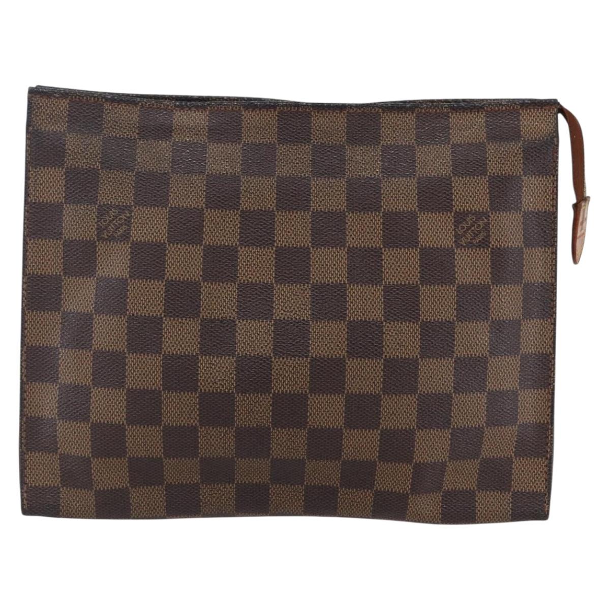 LOUIS VUITTON Damier Ebene Poche Toilette 26 Pouch N47543 LV Auth 148766