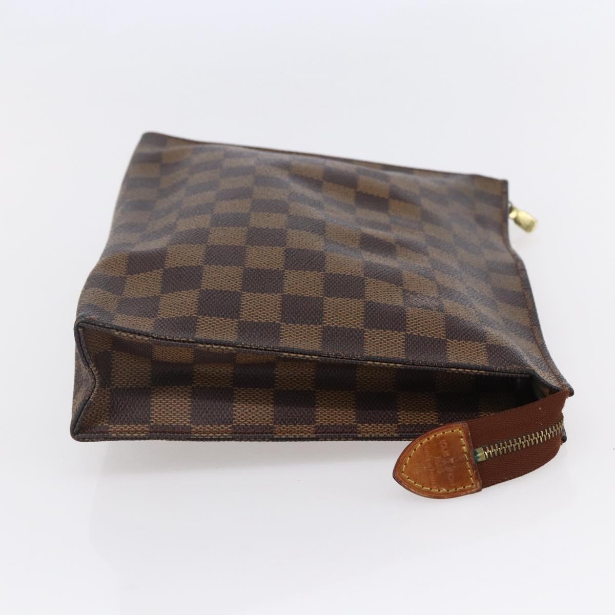 LOUIS VUITTON Damier Ebene Poche Toilette 26 Pouch N47543 LV Auth 148766