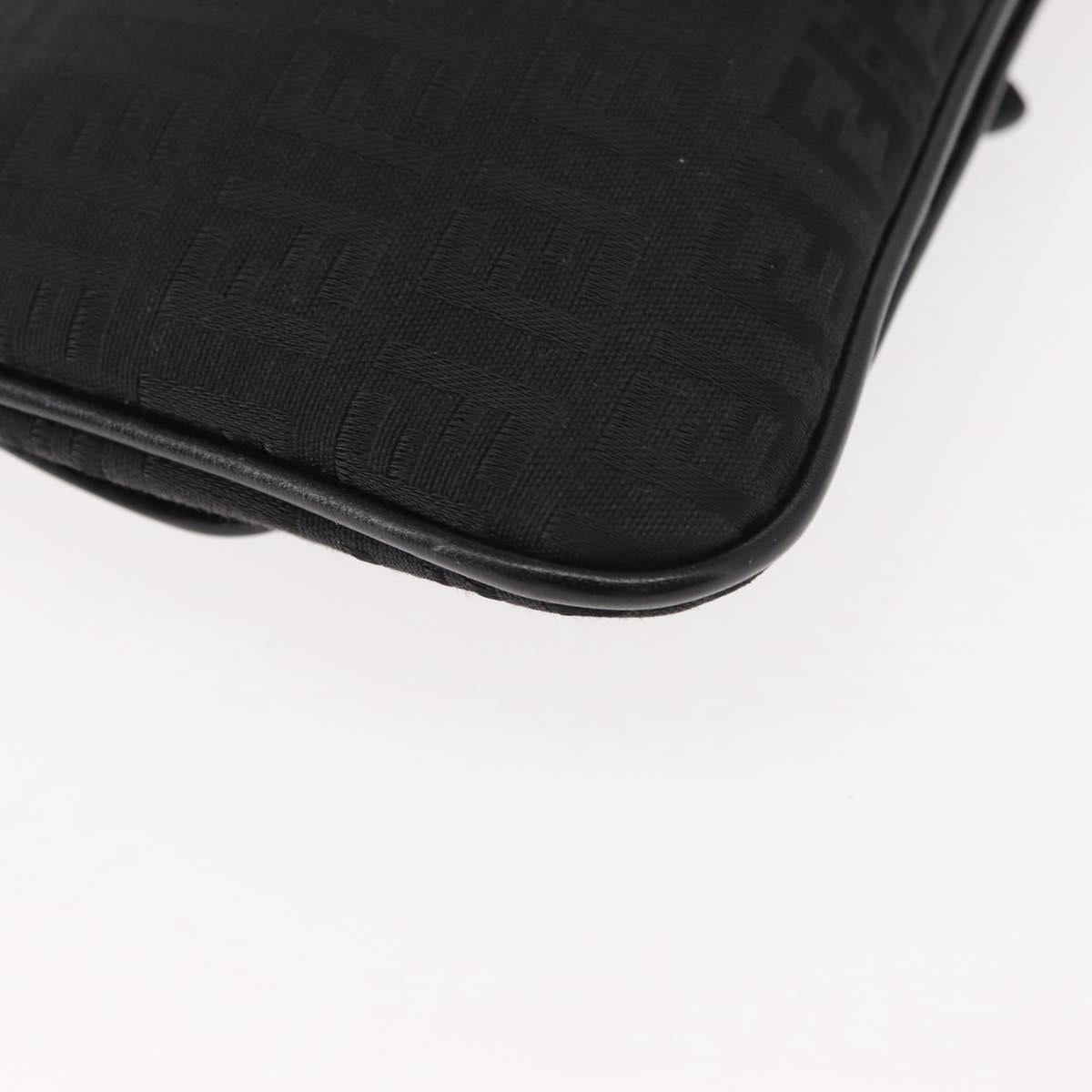 FENDI Zucchino Canvas Pouch Black Silver Auth 148781V