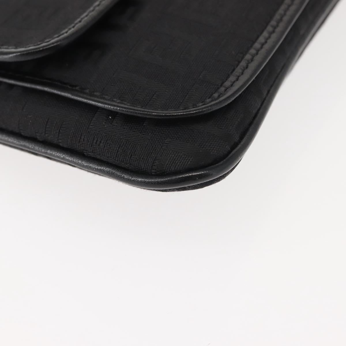 FENDI Zucchino Canvas Pouch Black Silver Auth 148781V