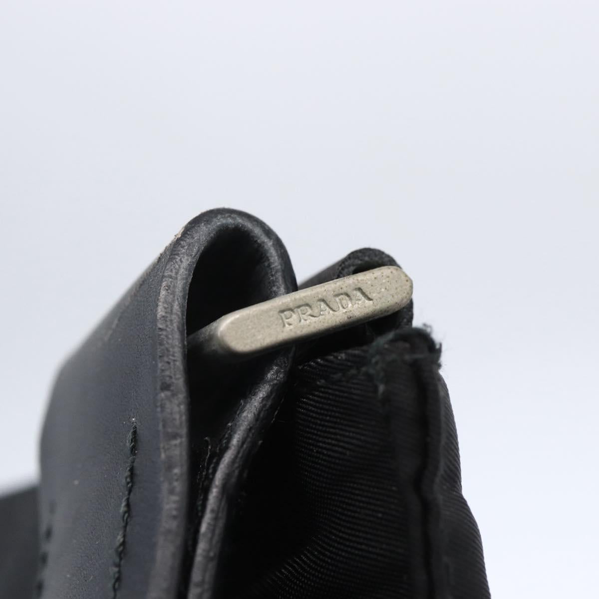 PRADA Shoulder Bag Nylon Black Silver Auth 148790