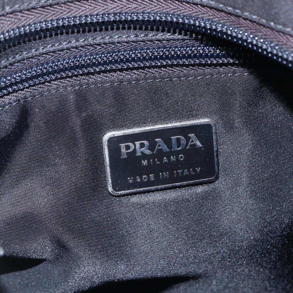 PRADA Shoulder Bag Nylon Black Silver Auth 148790