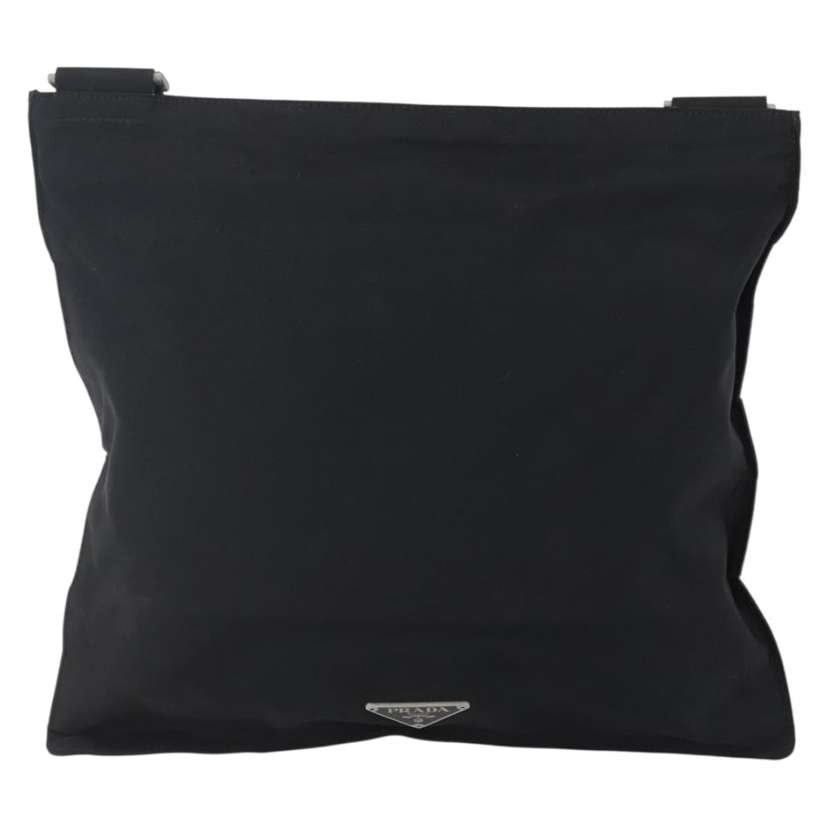 PRADA Shoulder Bag Nylon Black Silver Auth 148790