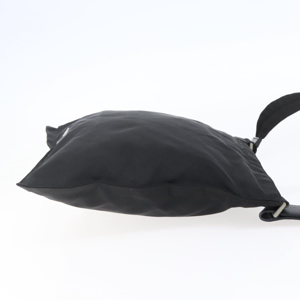 PRADA Shoulder Bag Nylon Black Silver Auth 148790