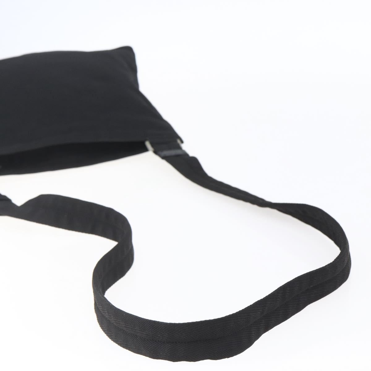 PRADA Shoulder Bag Nylon Black Silver Auth 148790