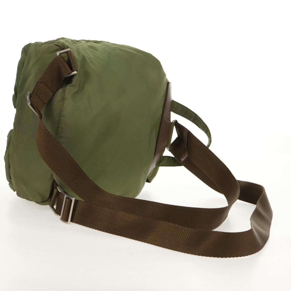 PRADA Backpack Nylon Khaki Silver Auth 148793