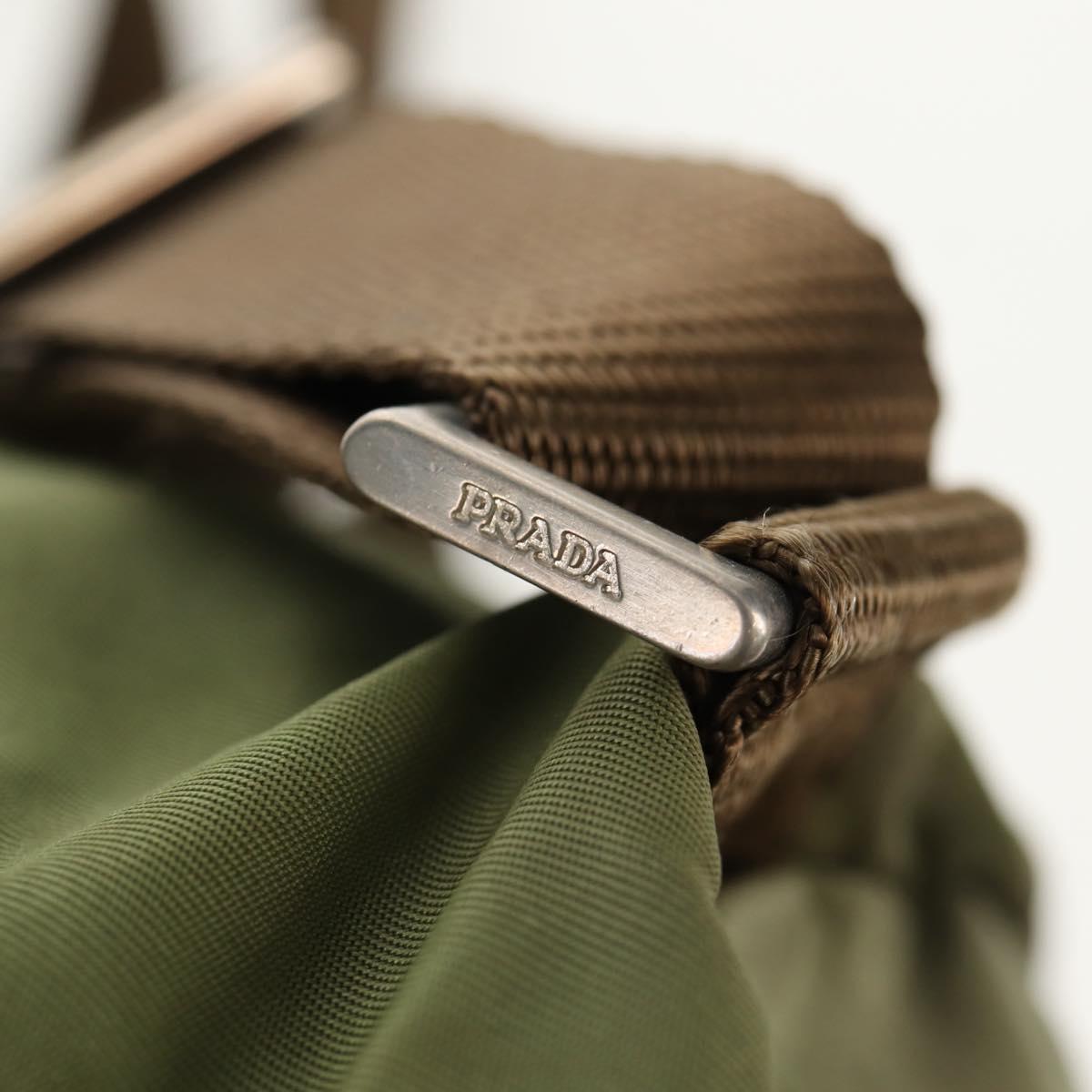 PRADA Backpack Nylon Khaki Silver Auth 148793
