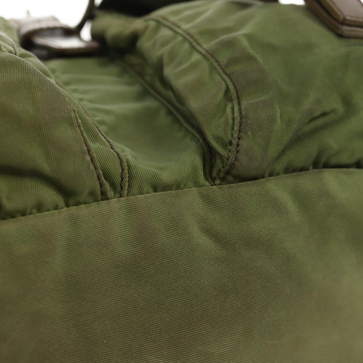 PRADA Backpack Nylon Khaki Silver Auth 148793