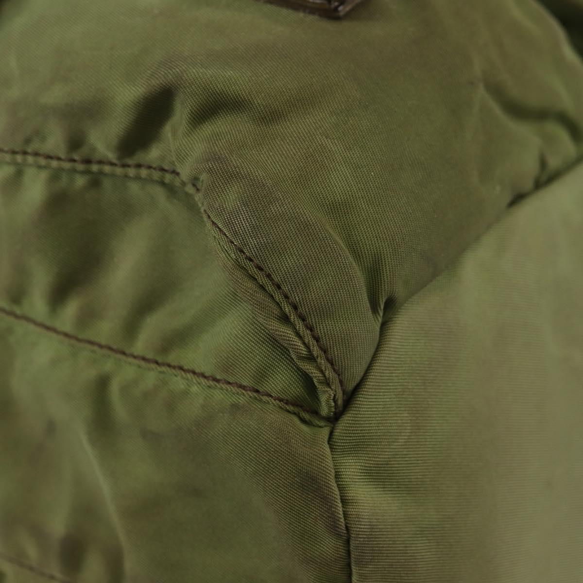 PRADA Backpack Nylon Khaki Silver Auth 148793