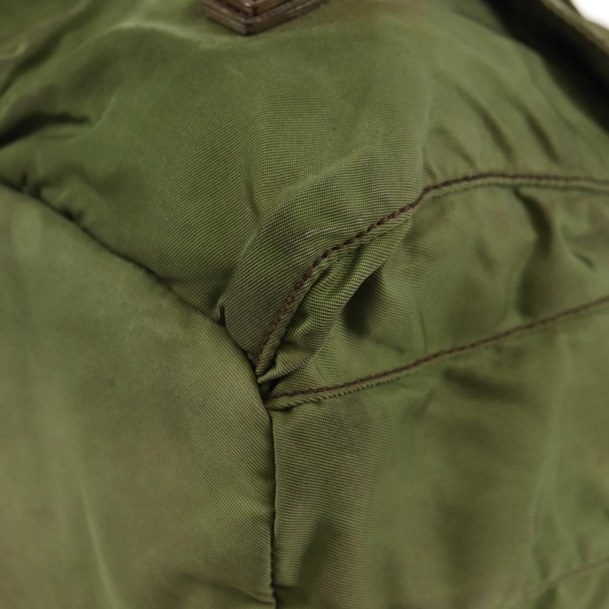 PRADA Backpack Nylon Khaki Silver Auth 148793