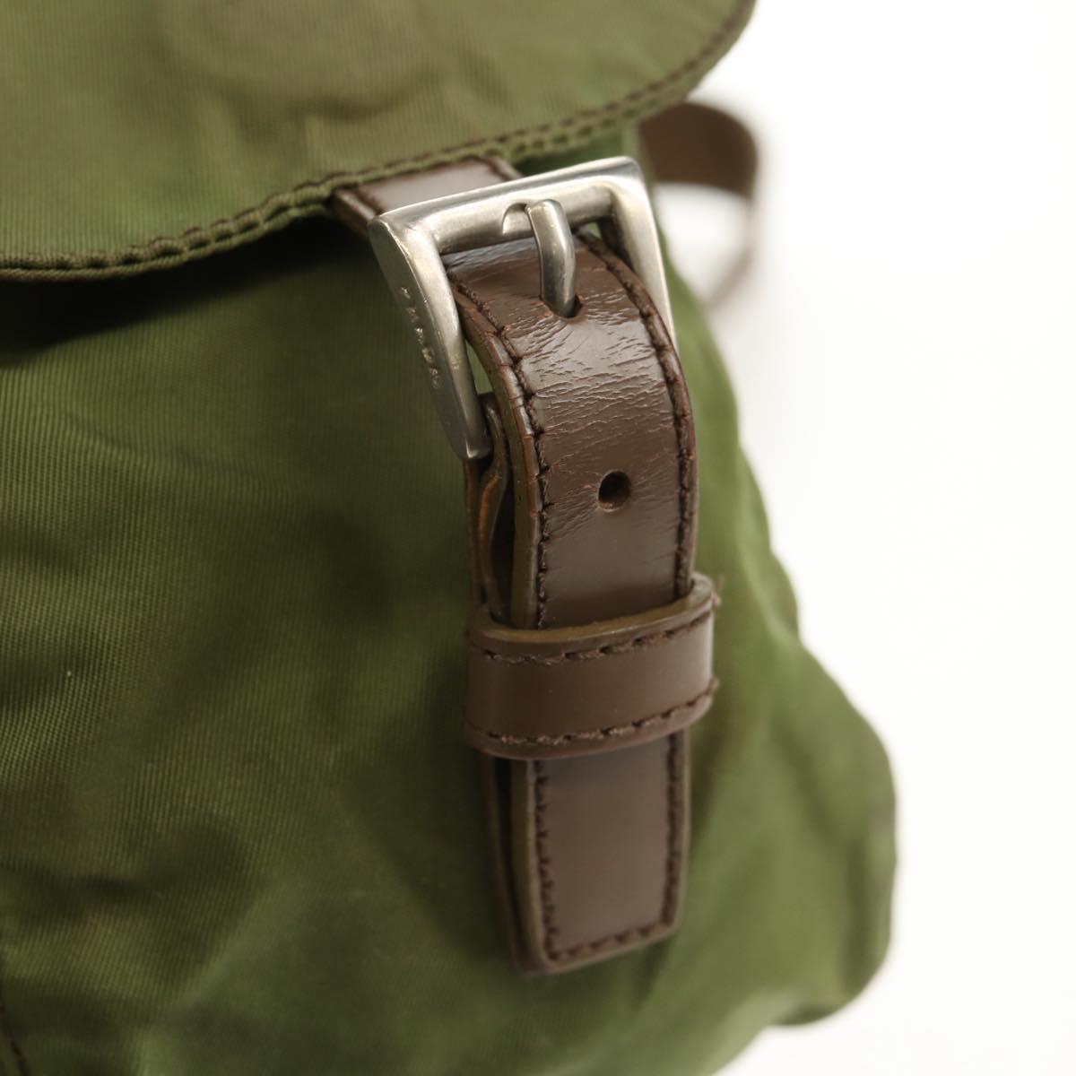 PRADA Backpack Nylon Khaki Silver Auth 148793