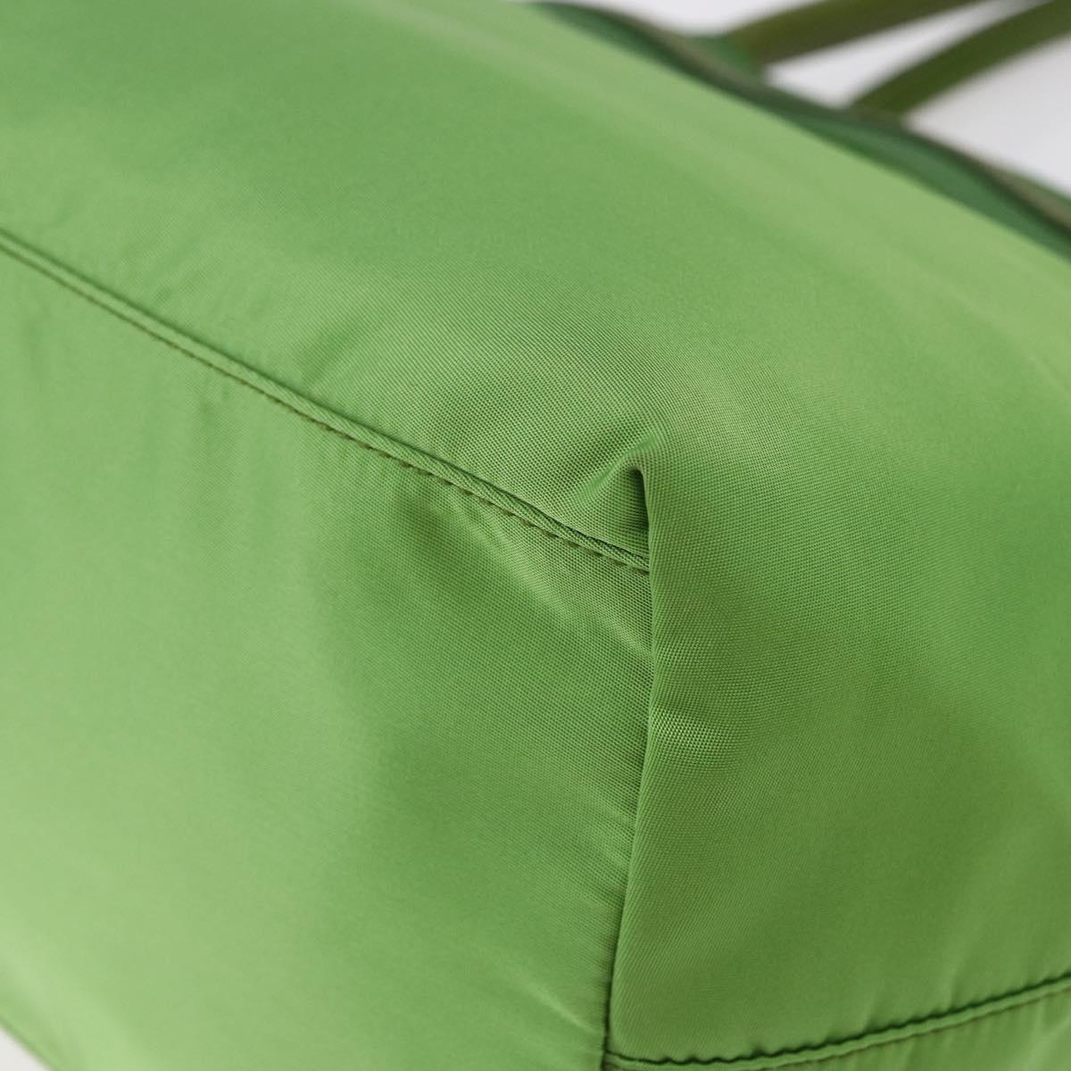 PRADA Hand Bag Nylon Green Gold Auth 148794V