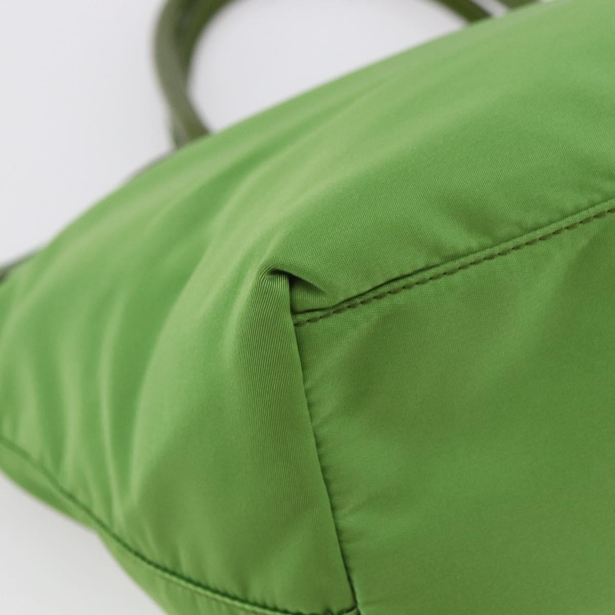 PRADA Hand Bag Nylon Green Gold Auth 148794V