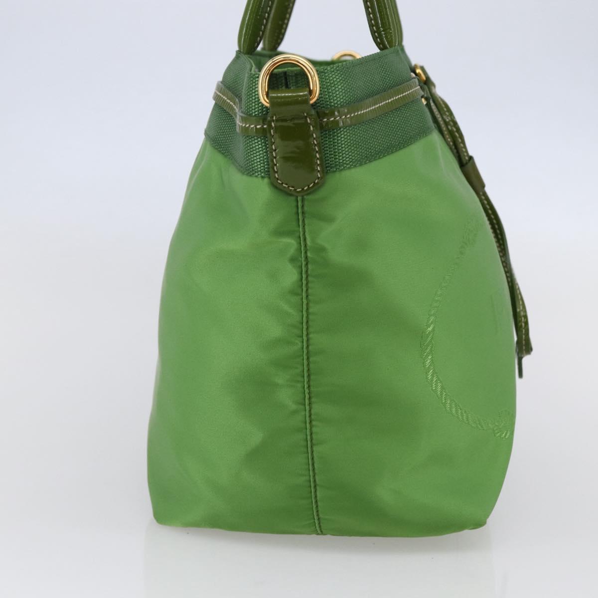 PRADA Hand Bag Nylon Green Gold Auth 148794V