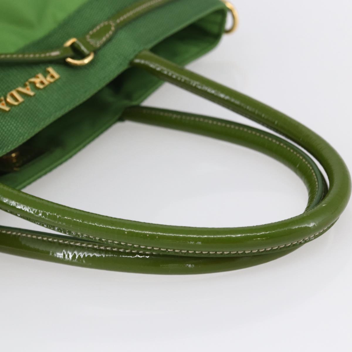 PRADA Hand Bag Nylon Green Gold Auth 148794V