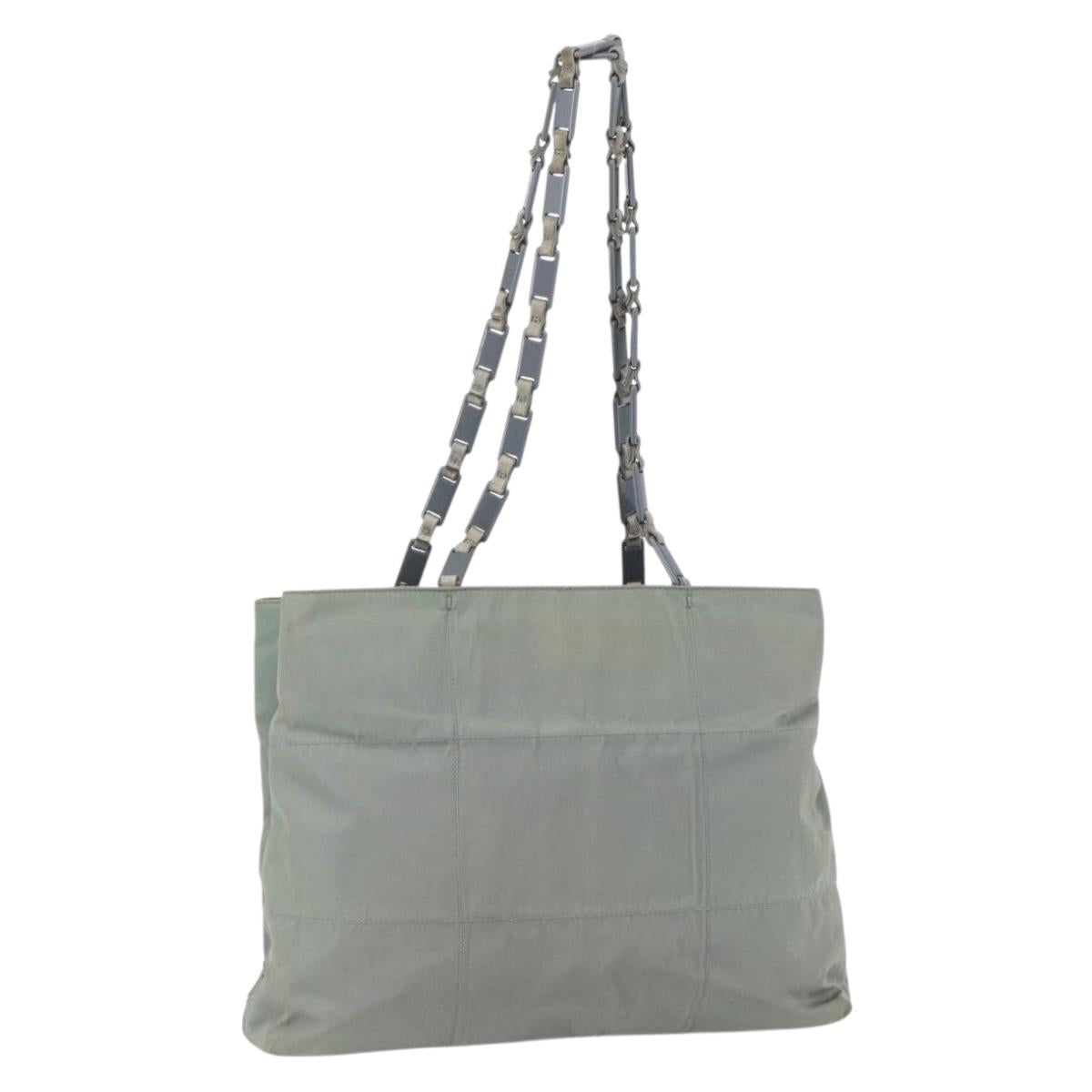 PRADA Shoulder Bag Nylon Gray Silver Auth 148795