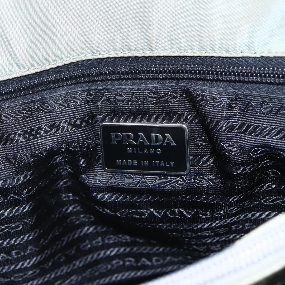 PRADA Shoulder Bag Nylon Gray Silver Auth 148795