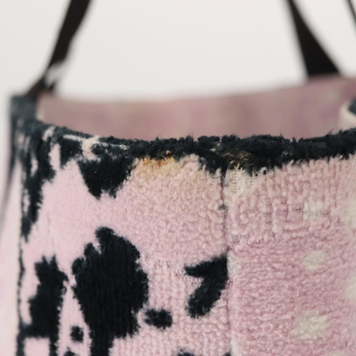 CHANEL High Summer Tote Bag Canvas Pink Silver CC Auth 148799