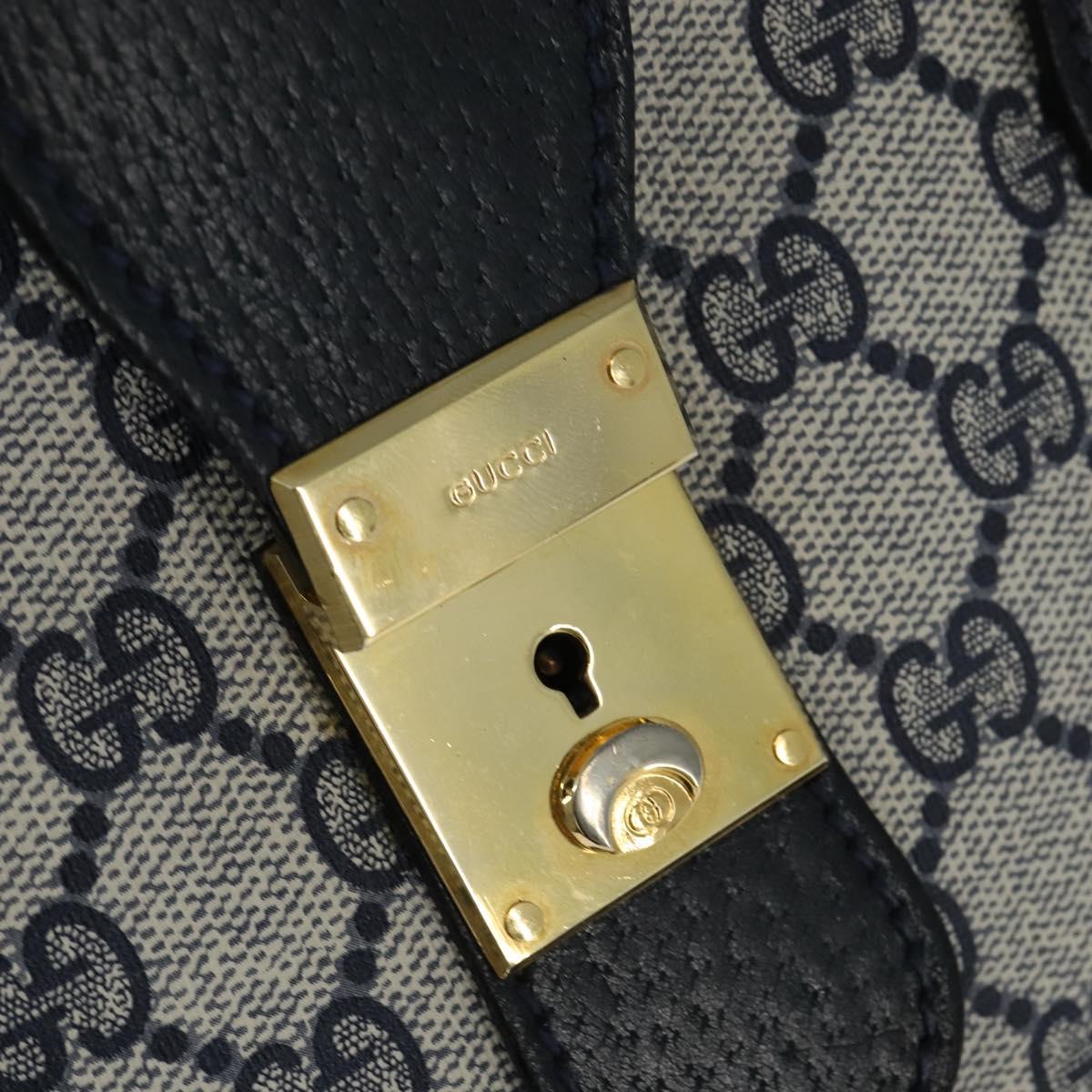 GUCCI GG Supreme Boston Bag PVC Navy Gold 24 013 3983 Auth 148800