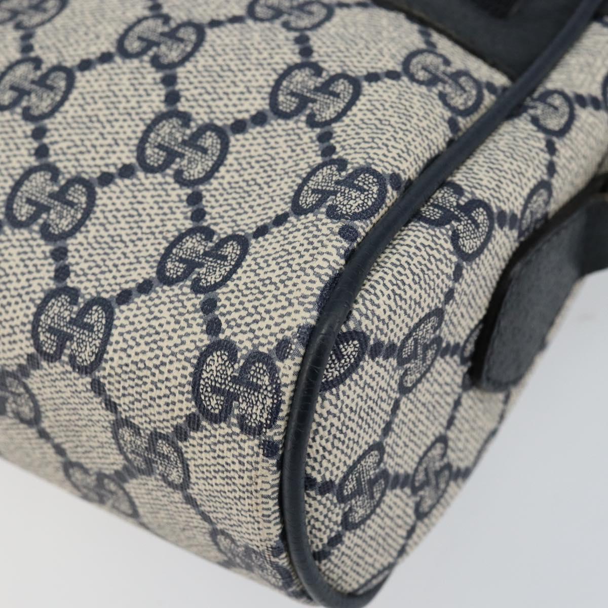 GUCCI GG Supreme Sherry Line Bag PVC Navy Gold Red 378 02 004 Auth 148802