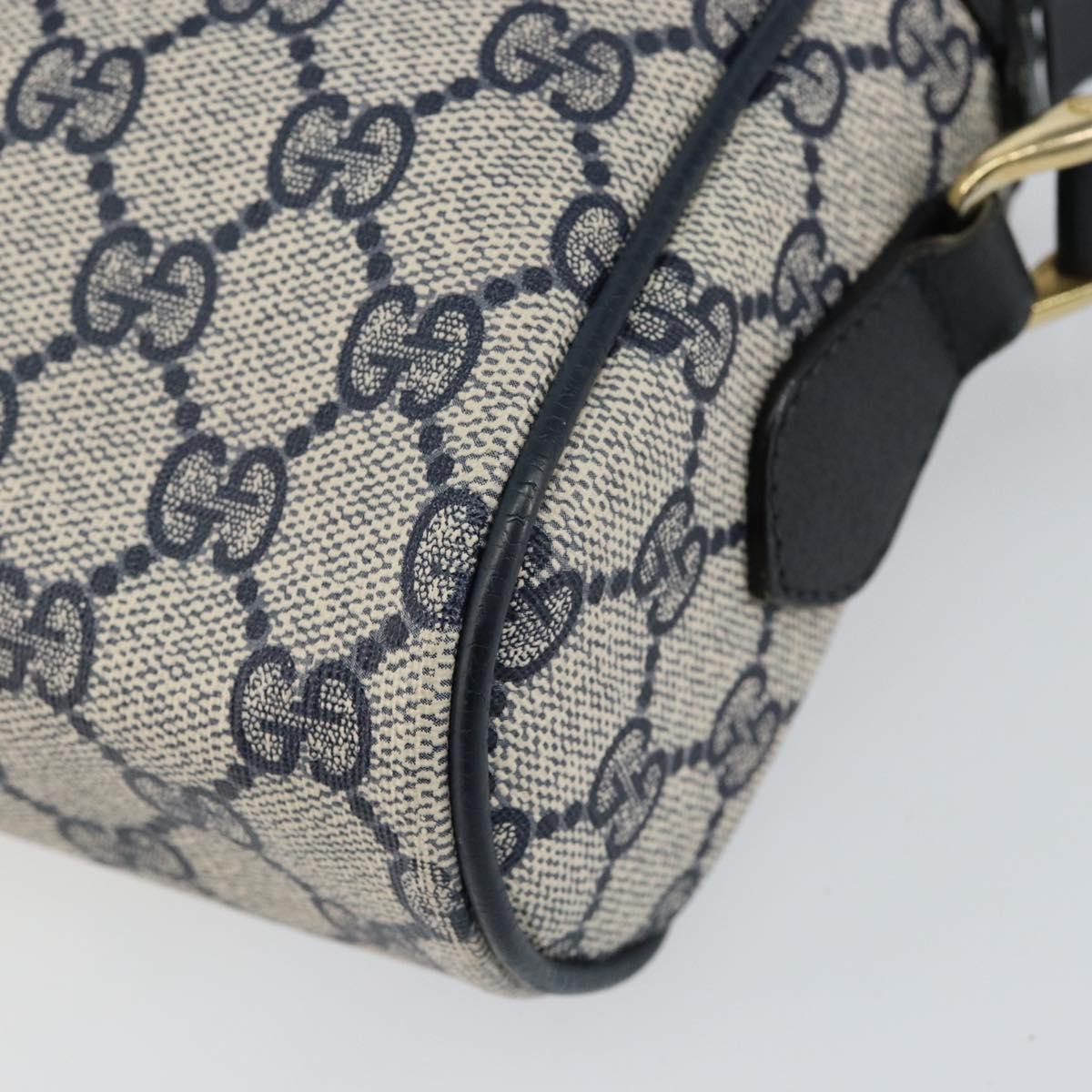 GUCCI GG Supreme Sherry Line Bag PVC Navy Gold Red 378 02 004 Auth 148802