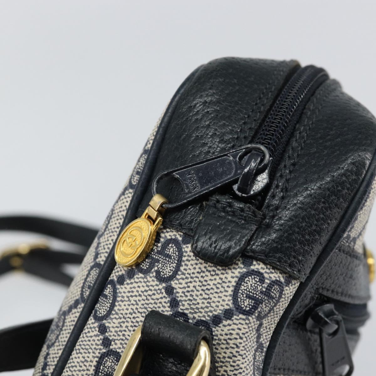 GUCCI GG Supreme Sherry Line Bag PVC Navy Gold Red 378 02 004 Auth 148802