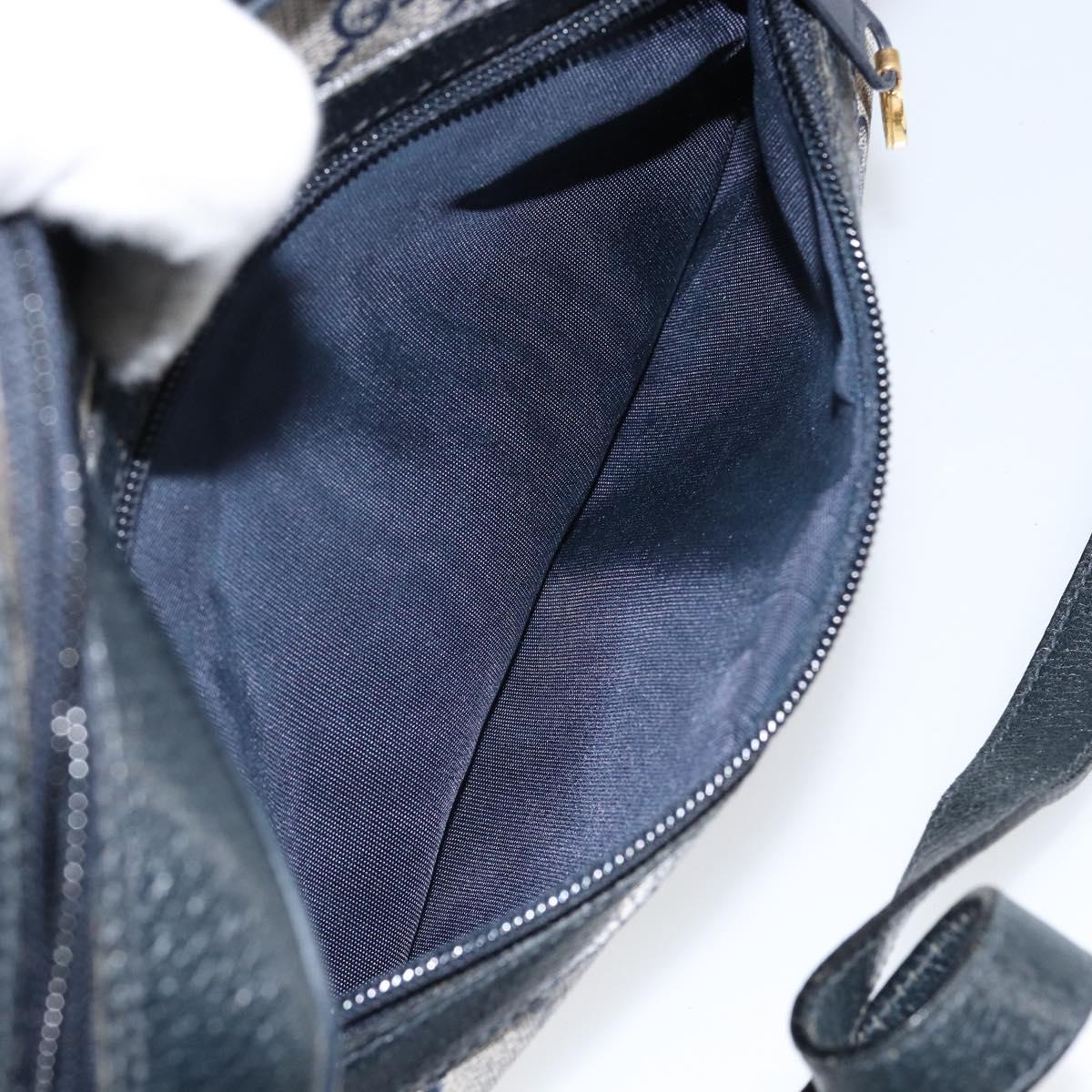 GUCCI GG Supreme Sherry Line Bag PVC Navy Gold Red 378 02 004 Auth 148802