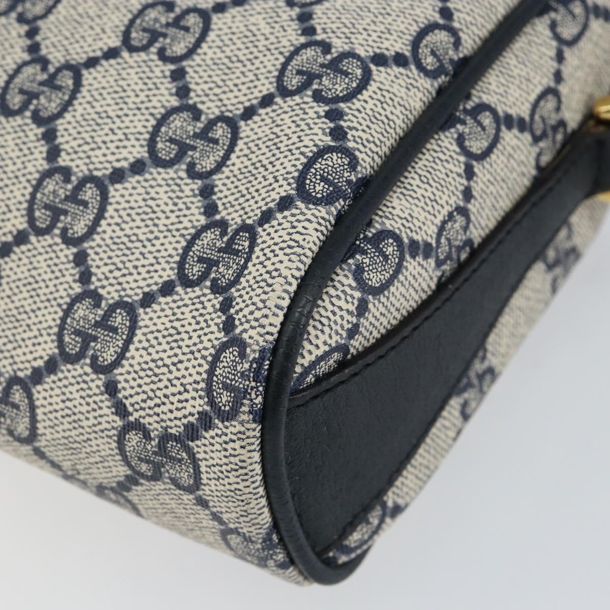 GUCCI GG Supreme Sherry Line Bag PVC Navy Gold Red 89 02 018 Auth 148804