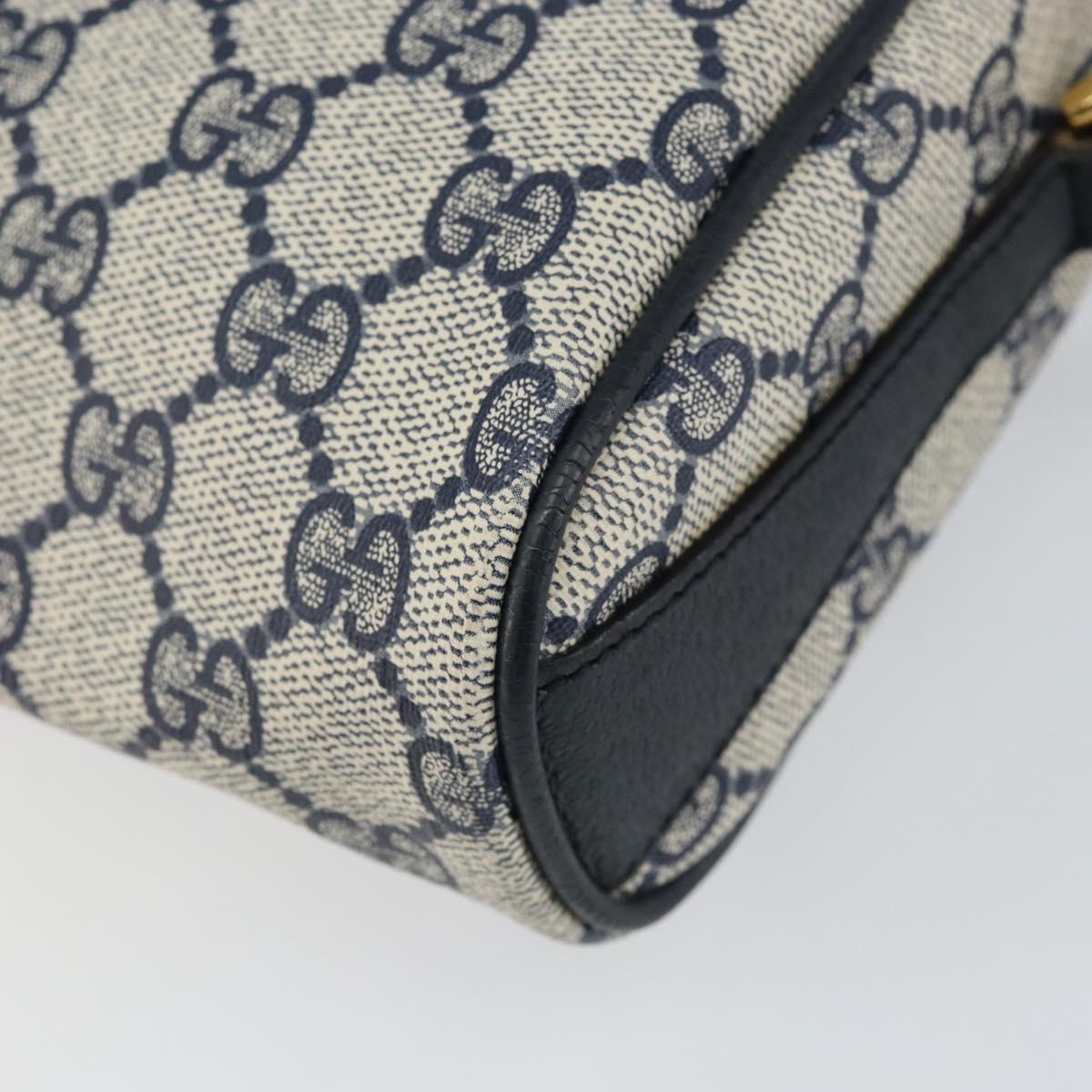 GUCCI GG Supreme Sherry Line Bag PVC Navy Gold Red 89 02 018 Auth 148804